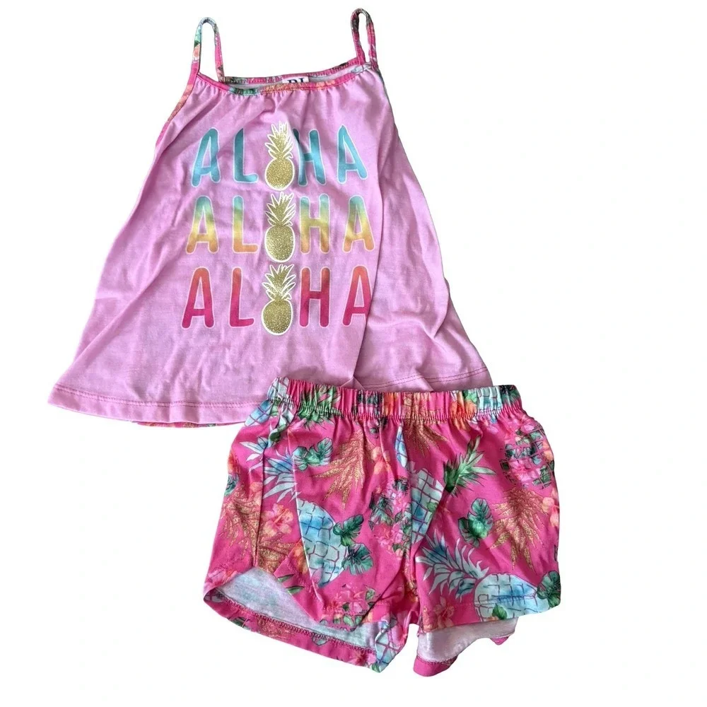 The Children's Place Girls 2 Piece Cami Short Sleep Pajama Set Aloha Sizes XS